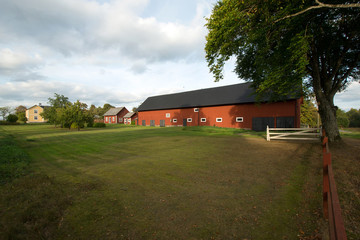 Bauernhof mit roten Stallungen Korsberga, Smaland Schweden 