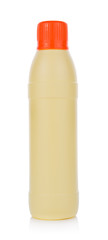 Plastic yellow Bottle on white background