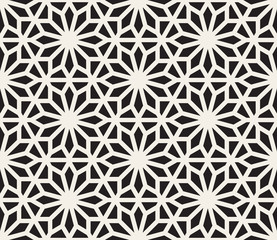 Vector Seamless Black And White Geometric Hexagon Lines Pattern