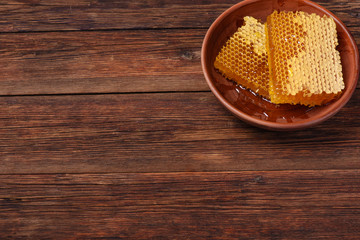 honeycomb on a wooden table