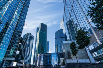 Fototapeta na wymiar Modern skyscrapers in Moscow city dowtown