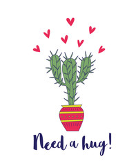 Valentine's day card with cactus