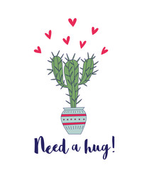 Valentine's day card with cactus