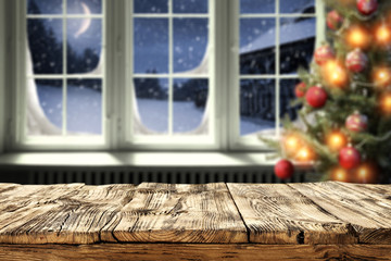 wooden desk and window 