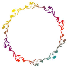 Abstract silhouette round frame with gradient fill. 