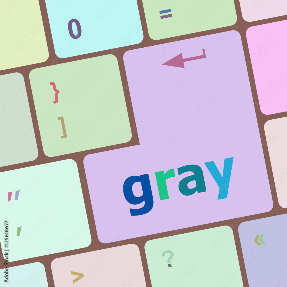 Poster computer keyboard keys with gray word on it