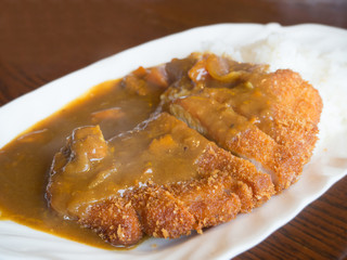 Fried pork (katsu) with curry rice , Japanese food