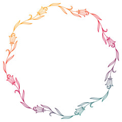 Floral silhouette round frame with gradient fill. 