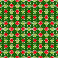 Christmas decorative seamless vector background - green and red stars
