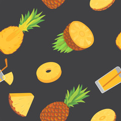 Vector seamless pattern with pineapples. Pineapple background