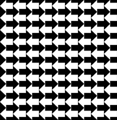 Black and white arrows pointing to opposite directions, a seamless pattern