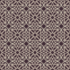 Seamless pattern with beige floral tiles.