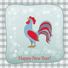 new year   retro card with rooster
