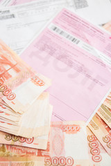 Russian money five thousand roubles with payment receipts