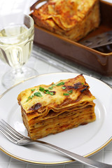 Obraz na płótnie Canvas lasagna alla bolognese, italian cuisine