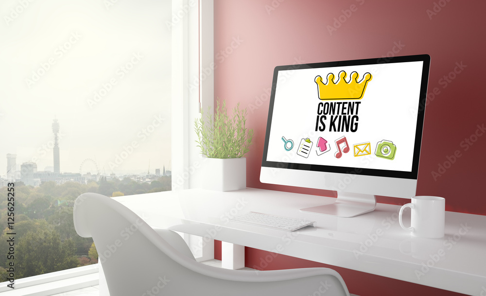 Canvas Prints red studio with content is king computer