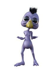 3D rendering illustration of cute little cartoon duckling