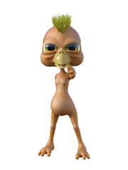 3D rendering illustration of cute little cartoon duckling