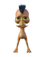 3D rendering illustration of cute little cartoon duckling