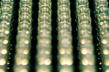 Selective focus at top position of led diode panel in retro style