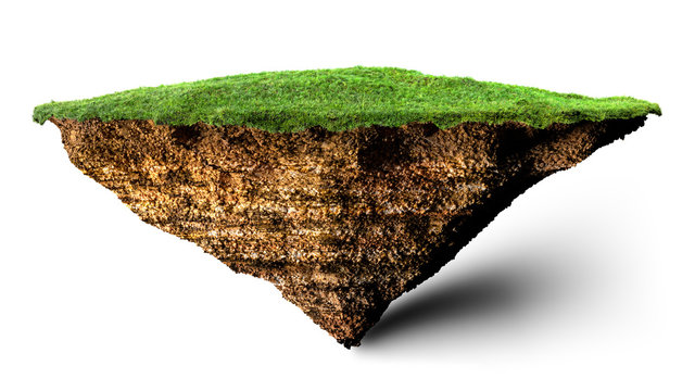soil and grass island 3D illustration