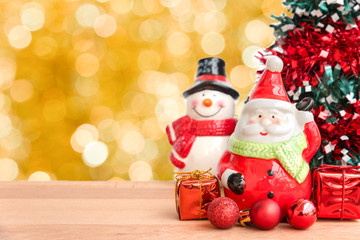 Santa claus and snowman for christmas day