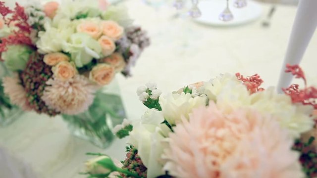 Bouquets standing on the table