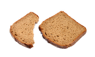 Sliced rye bread isolated on white background