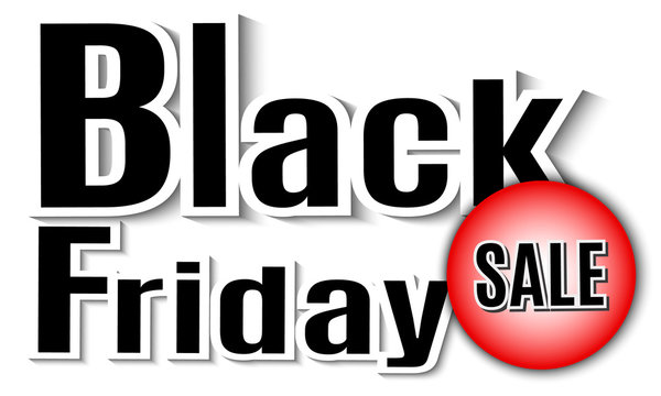 Black Friday. Vector image with inscription black friday. The inscription Sale on the red button.