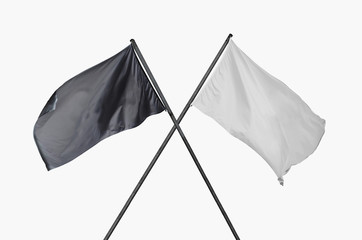 black and white flags crossed
