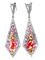 jewelry earrings with bright crystals