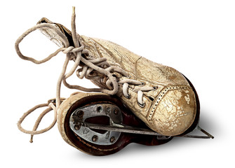 Old couple women skates on each other