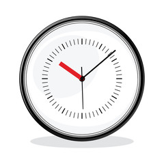 Classic simple clock on isolated white background. White dial. V