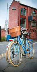 Fototapeta na wymiar Blue bikes in Belfast, Ireland