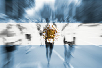 Marathon runner motion blur with blending  Argentina flag