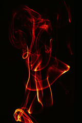 abstract single fire flame on black background