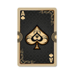 Obraz premium Ace of spades. Playing card vintage style. Casino and Poker. Ace of spades as a screen saver application, and wallpaper. Vintage deck of cards.