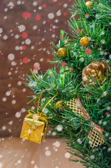 Christmas decorations  with snow