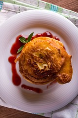 Top view on tower from apples in dough