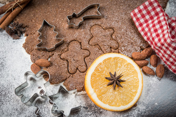 Gingerbread chocolate dough for Christmas cookies 