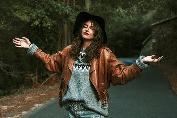 relaxed young woman enjoying nature