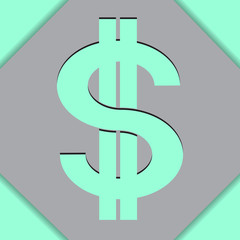 Green Dollar Shadow,Vector Illustration