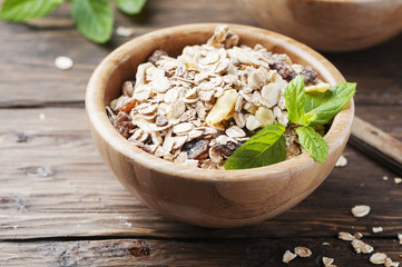 Healthy breakfast with homemade granola