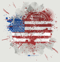 July fourth. Grunge background vector. Grunge print for t-shirt. Abstract dirt backgrounds texture. Grunge banner with an inky dribble strip with copy space. Background Grunge American flag for party