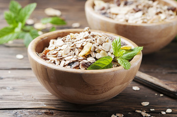Healthy breakfast with homemade granola
