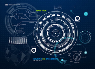 Infographic elements. futuristic user interface HUD. Abstract background with connecting dots and lines. Connection structure. Vector science background. Business abstract Vector illustration
