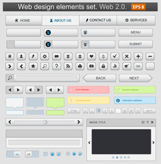 Web design elements set white