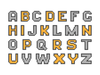 Pixel colorful alphabet letters