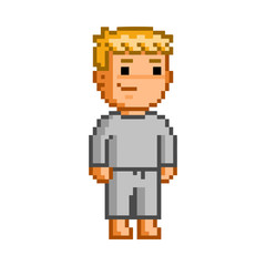 Vector retro pixel art funny karate