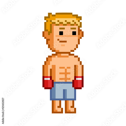 "Vector pixel boxer for games" Stock image and royalty-free vector